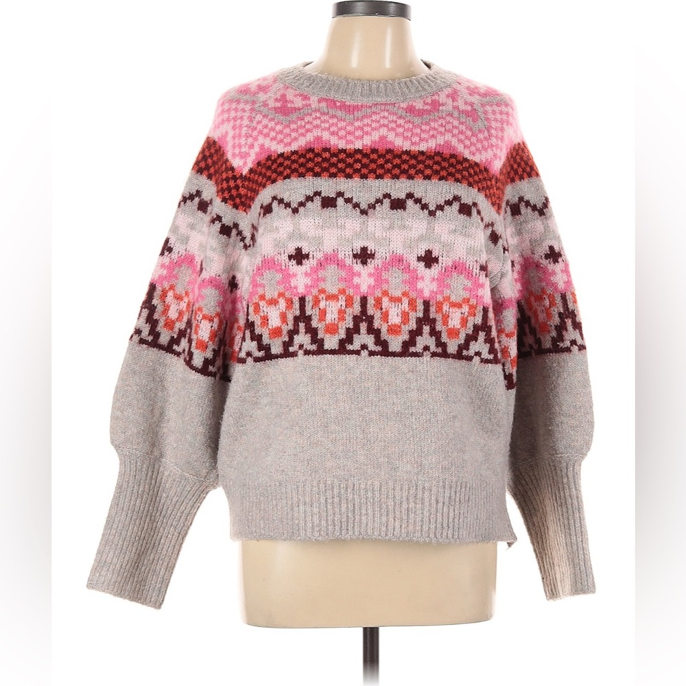 Driftwood Pink / Red / Gray Fair Isle Multicolor Patterned Sweater